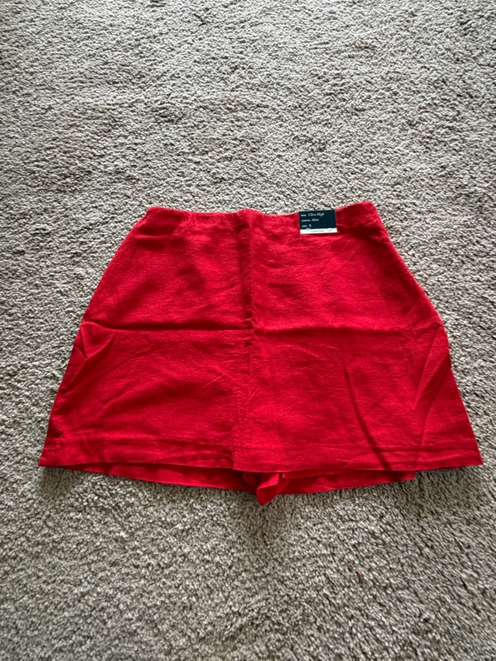 NWT Abercrombie Red Linen High-Waist Skort